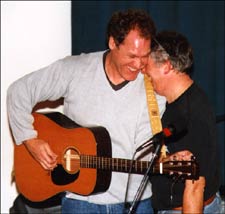 Pals Jay O. Sanders and John Doerschuk share a moment of insanity.