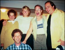 Jeff Alfaro's sister, Jesse, Carol Hall, Jeff Alfaro, Chris Kubie and Bruce Miller's brother, Adam smile for the camera.