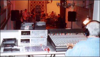 Ward Bennett tailoring the sound for the Patron Saints live recording. 